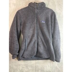 PATAGONIA Womens M Gray Los Gatos High Pile Fleece Full Zip Jacket Flawed